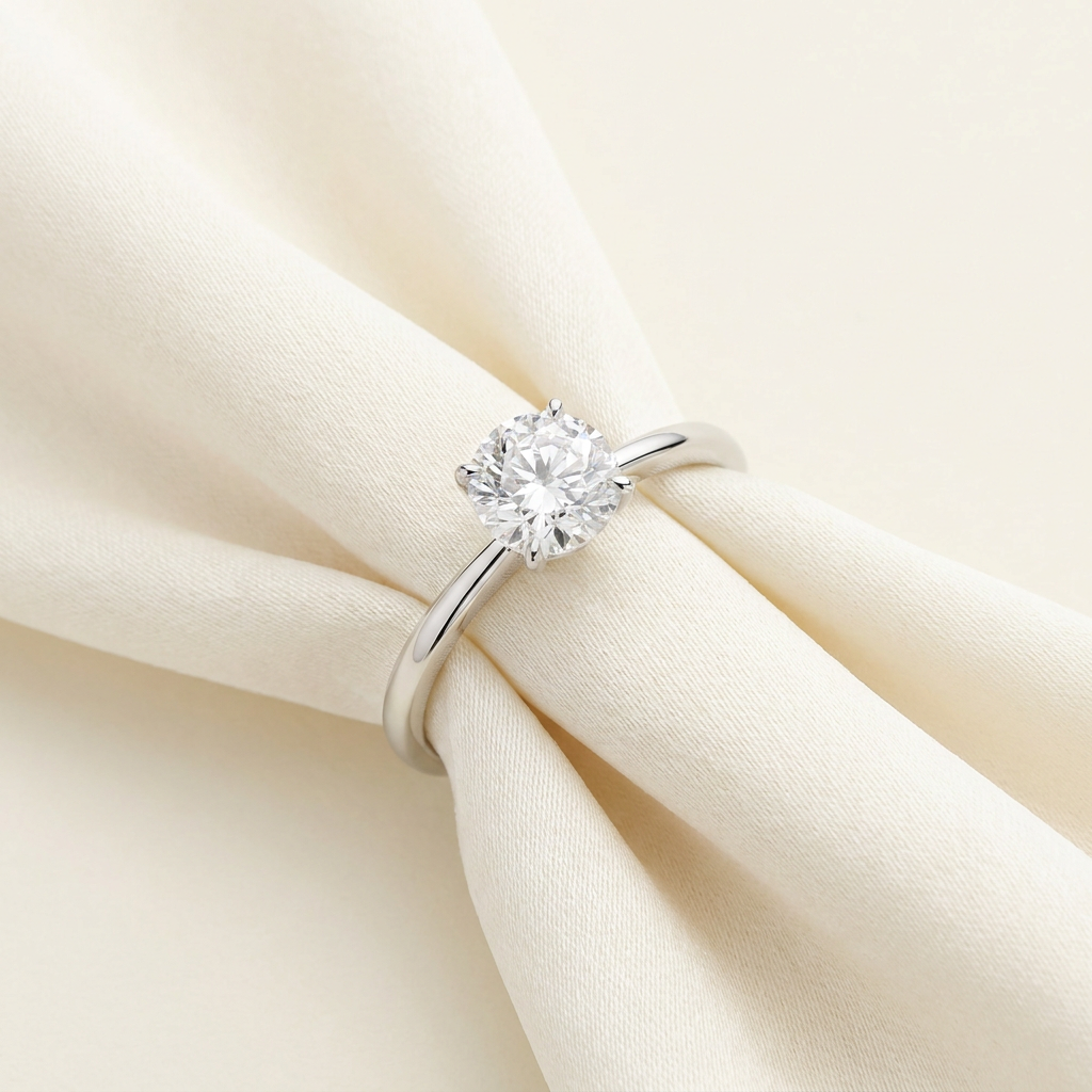 Aurelia Solitaire Ring in 18k white gold