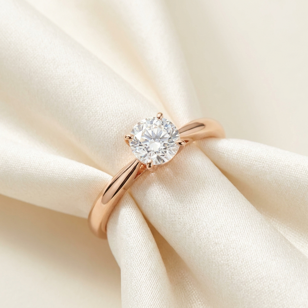 Aurelia Solitaire Ring in 18k rose gold